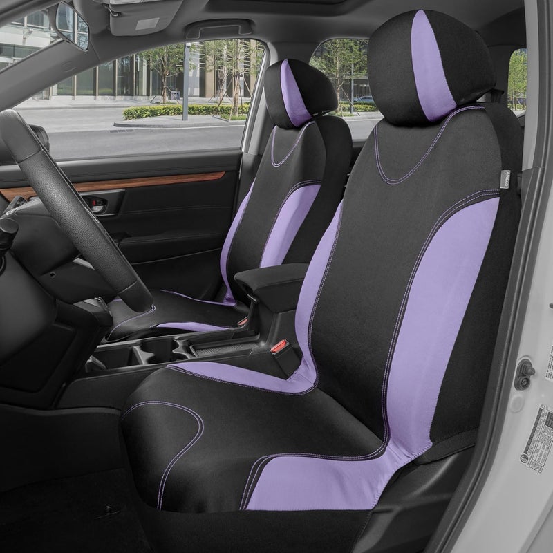 BDK UltraSleek Car Seat Covers Full Set in Purple - Front and Rear Bench Protector Set - Image 4
