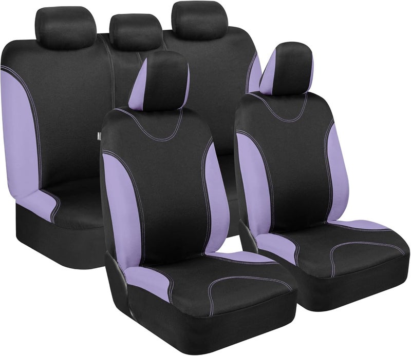 BDK UltraSleek Car Seat Covers Full Set in Purple - Front and Rear Bench Protector Set - Image 1
