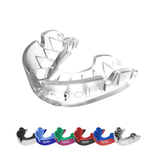 OPRO Sports Mouth Guard Silver Level – Moldable, Multi-Layer Protection for Boxing, Hockey, Rugby, MMA, Jiu Jitsu, UFC & Football – Includes Mouth Guard Case (Youth, Clear) - Image 1