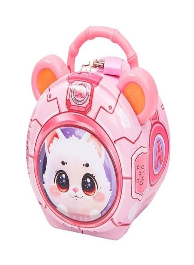 SQUICKLE Cute Cartoon Creative Portable Piggy Bank | Money Saving Box with Combination Lock | Mini Coin Bank Gifts for Boys and Girls, Best Return Gifts for Kids (Pack of 1) (Kitty) - Image 1