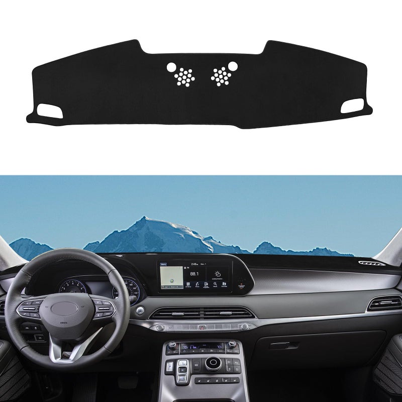Rilsen Dashboard Cover Mat Custom Fit for Hyundai Palisade 2020 2021 2022 2023 2024 2025 Without HUD Dash Cover Nonslip Dash Mat Protector Sunshade No Glare Black