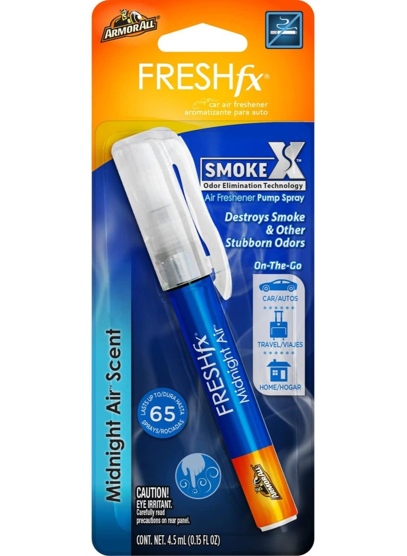 ARMOR ALL Fresh FX Smoke X Car Odor Eliminator Spray Pump by Armor All, On-The-Go Car Air Freshener Spray, Midnight Air Scent, 0.15 Oz  - Image 1