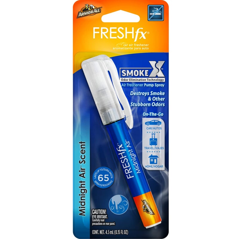 Armor All Fresh FX Smoke X Car Odor Eliminator Spray Pump, On-The-Go Car Air Freshener Spray, Midnight Air Scent, 0.15 Oz - Image 1