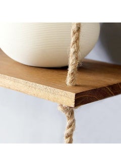 Home Gallery Floating Wall Swing Rope Storage Shelves Beige 3 Shelves 40x20x100 cm  - Image 2
