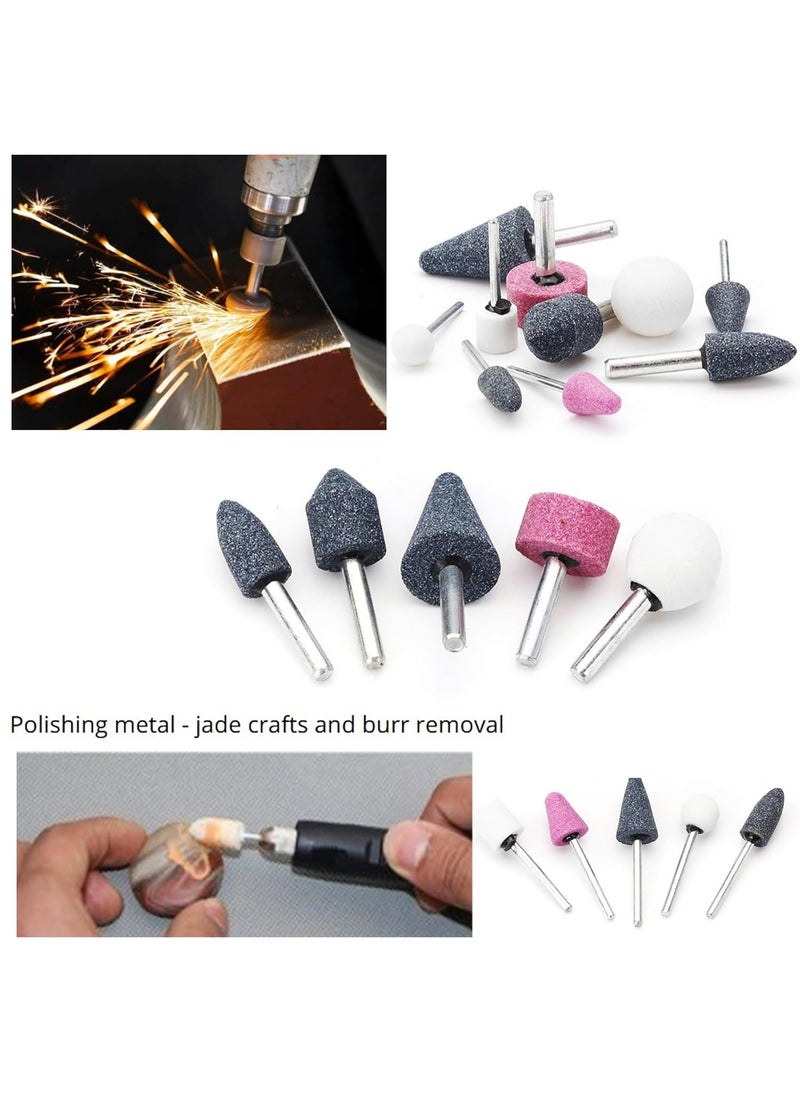Malfah Enterprises Malfah Abrasive Bur Bits Mounted Stone Shank Grinding Wheel Head Ceramic Grinding Burr Wheel Rotary Tools Set Deburring Polishing 10 pcs Set 36mm MafMFN  - Image 5