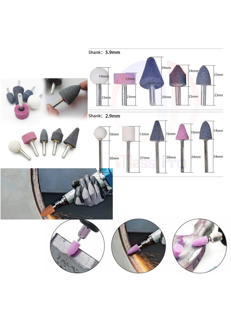 Malfah Enterprises Malfah Abrasive Bur Bits Mounted Stone Shank Grinding Wheel Head Ceramic Grinding Burr Wheel Rotary Tools Set Deburring Polishing 10 pcs Set 36mm MafMFN  - Image 3