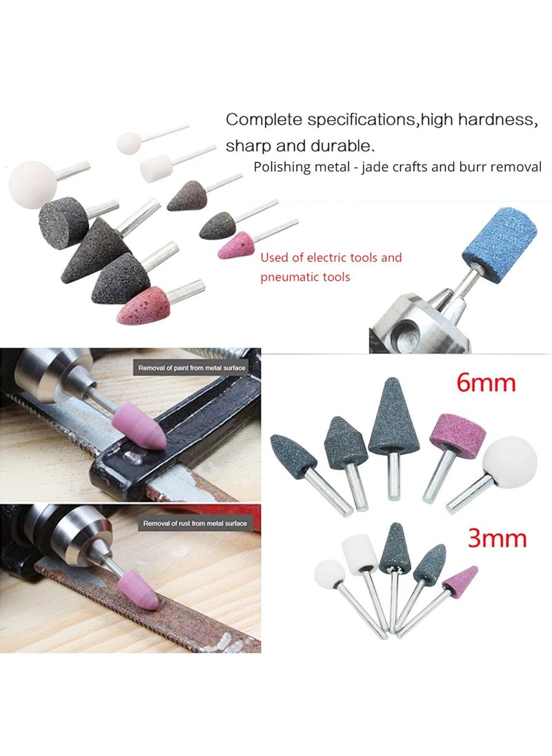 Malfah Enterprises Malfah Abrasive Bur Bits Mounted Stone Shank Grinding Wheel Head Ceramic Grinding Burr Wheel Rotary Tools Set Deburring Polishing 10 pcs Set 36mm MafMFN  - Image 2