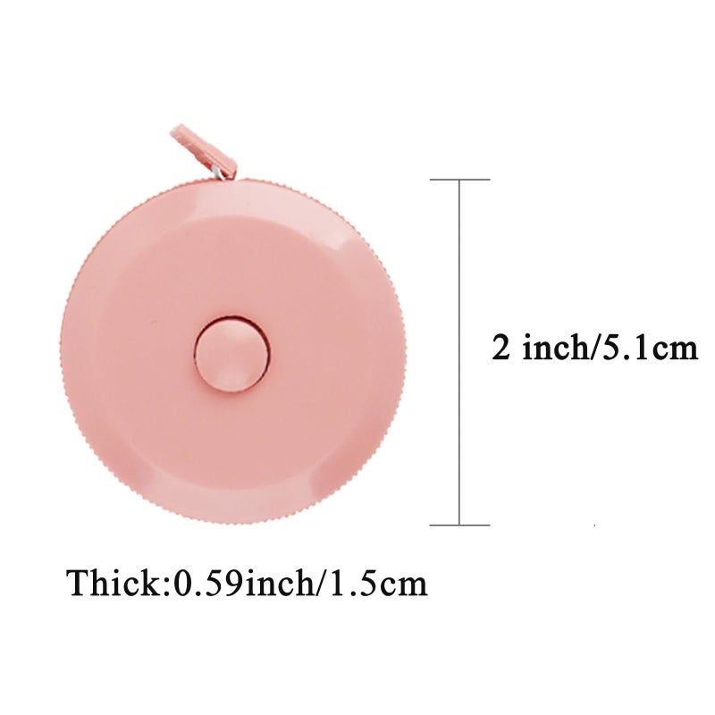 GDMINLO 3 Pack Tape Measure Measuring Tape for Body Fabric Sewing Tailor Cloth Knitting Craft Weight Loss Measurements Retractable 60-inch 1.5 Meter, Small Push ButtonDouble Scales Rulers - Image 2