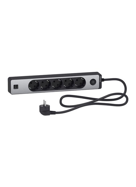 Trailing Lead Unica Extend 5 Schuko Swicthable Usb Type A+A Cable Anthracite