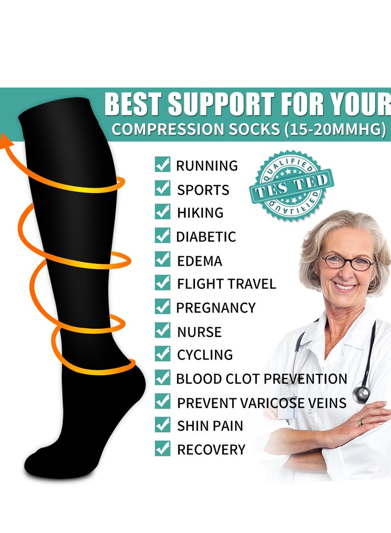 VIUAUAX 3 piece Medical Compression Socks-Compression Socks For Women and Men Circulation Relief for Calf and Sole Fatigue, Best Support for Nurses, Running, Hiking and Recovery Black L/XL  - Image 5