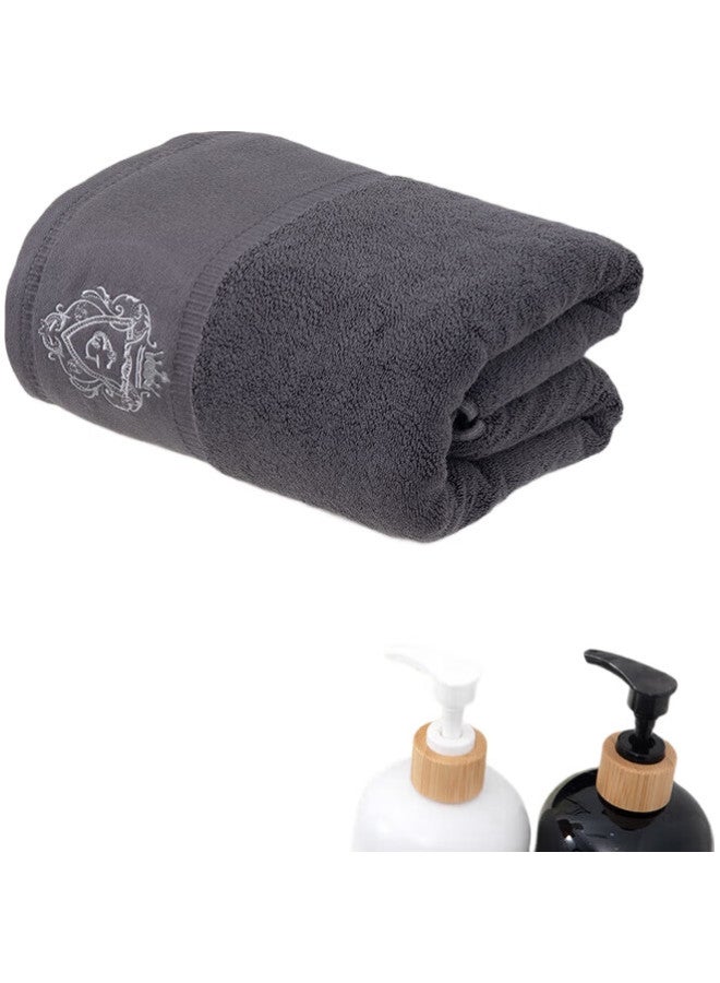 Grace Pure Cotton Antibacterial And Anti-Mite Bath Towel, Embroidered High-End Strong Absorbency Soft Thickened Enlarged Bath Towel, Off-White, 800G - Image 1