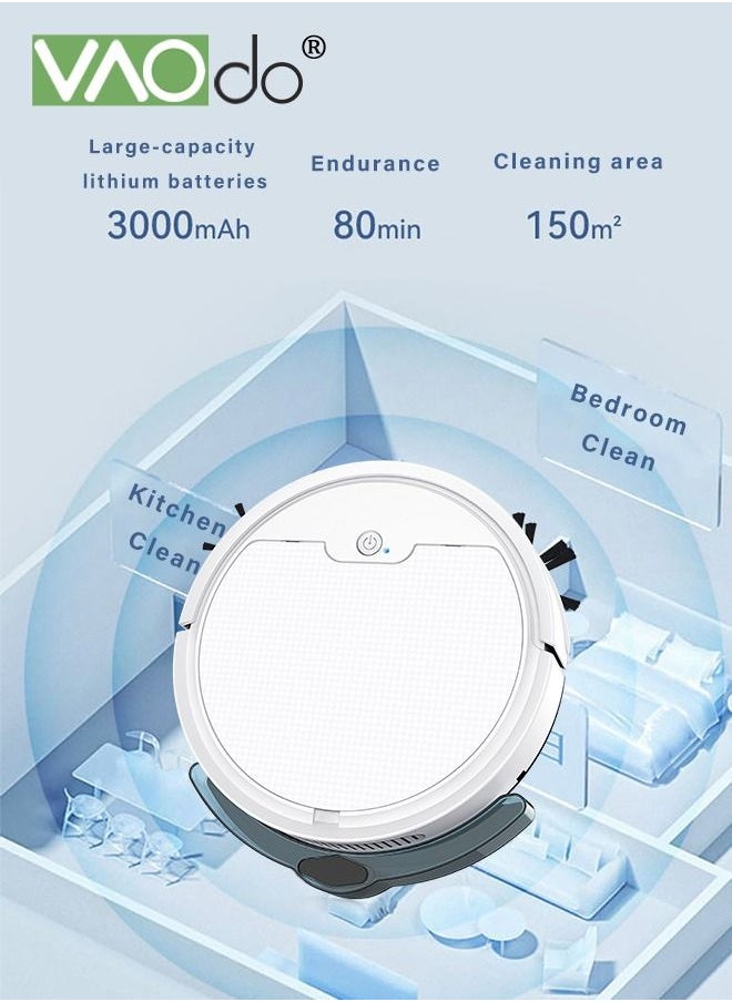 VAOdo - Robot Vacuum Sweeping Robot With Lidar Navigation Mop Broom 2-in-1 Vacuum Cleaner 3000pa Strong Suction Carpet Intelligent Surveying and Mapping APP Remote Control White - Image 1