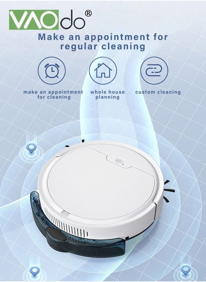 VAOdo - Robot Vacuum Sweeping Robot With Lidar Navigation Mop Broom 2-in-1 Vacuum Cleaner 3000pa Strong Suction Carpet Intelligent Surveying and Mapping APP Remote Control White - Image 1