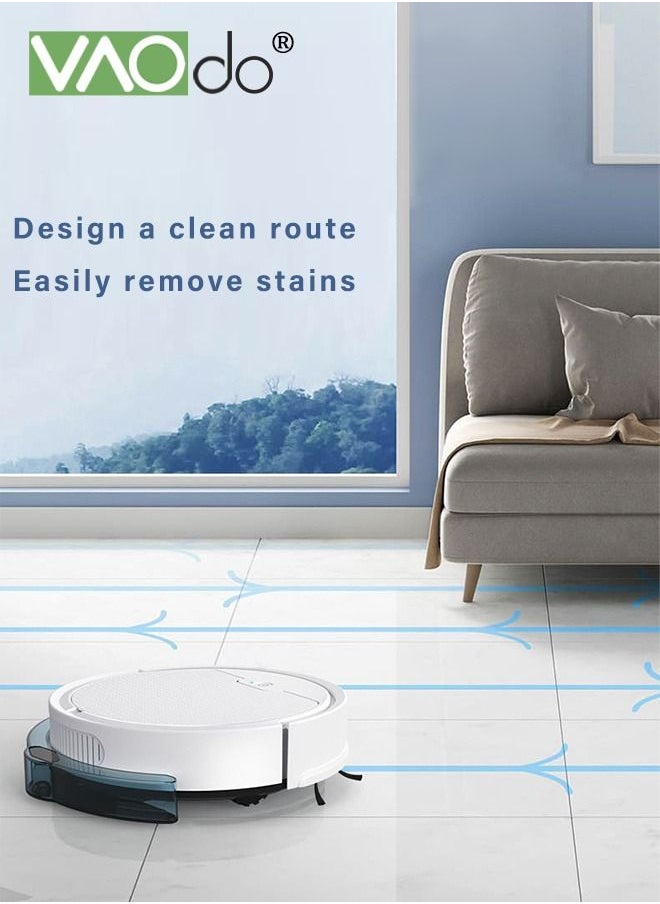 VAOdo - Robot Vacuum Sweeping Robot With Lidar Navigation Mop Broom 2-in-1 Vacuum Cleaner 3000pa Strong Suction Carpet Intelligent Surveying and Mapping APP Remote Control White - Image 1