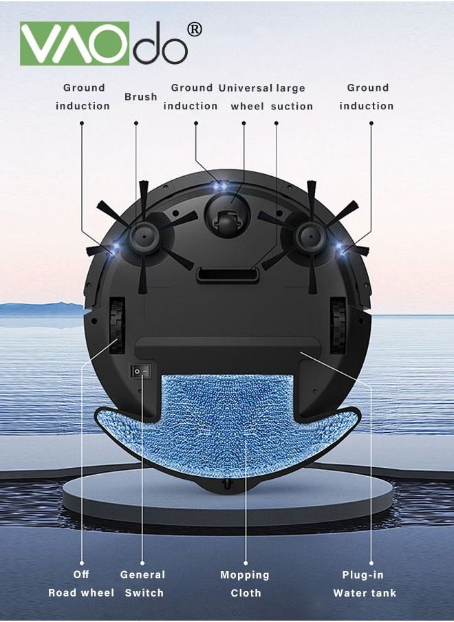 VAOdo - Robot Vacuum Sweeping Robot With Lidar Navigation Mop Broom 2-in-1 Vacuum Cleaner 3000pa Strong Suction Carpet Intelligent Surveying and Mapping APP Remote Control White - Image 1
