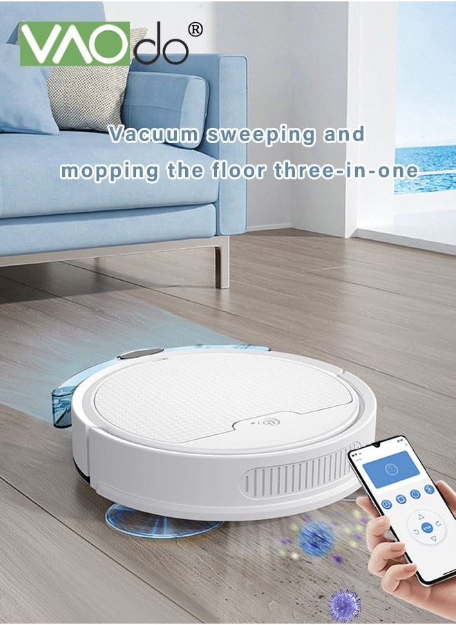 VAOdo - Robot Vacuum Sweeping Robot With Lidar Navigation Mop Broom 2-in-1 Vacuum Cleaner 3000pa Strong Suction Carpet Intelligent Surveying and Mapping APP Remote Control White - Image 1