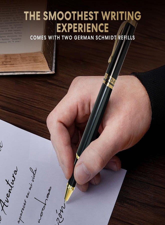 Miscoos Luxury Rollerball Pens Smooth Writing Miscoos Nice Pens for Men & Women Gift Pen Set for Executive Office,Professional,Graduation Fancy Pens with 1 Black Ink Refills (Black2) - Image 4