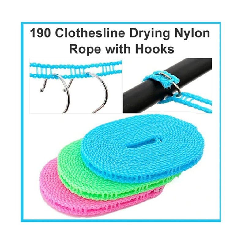 Sulfar Clothesline Drying Nylon Rope with Hooks Multicolor - Image 5
