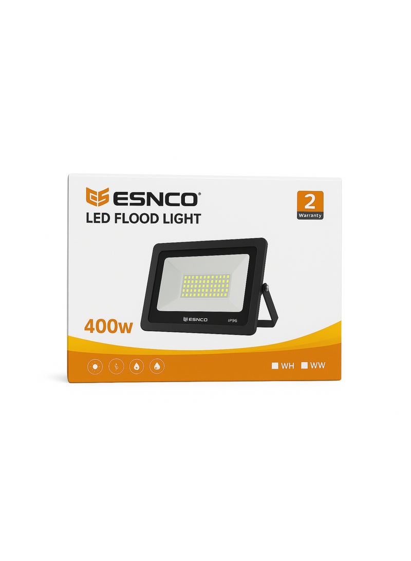 ESNCO 400 واط ضوء الفيض LED - إضاءة أمان خارجية فائقة السطوع، مقاومة للماء IP66، 6500 كلفن أبيض بارد، زاوية شعاع واسعة لحديقة، حديقة، ملعب، موقف سيارات، مستودع - Image 1