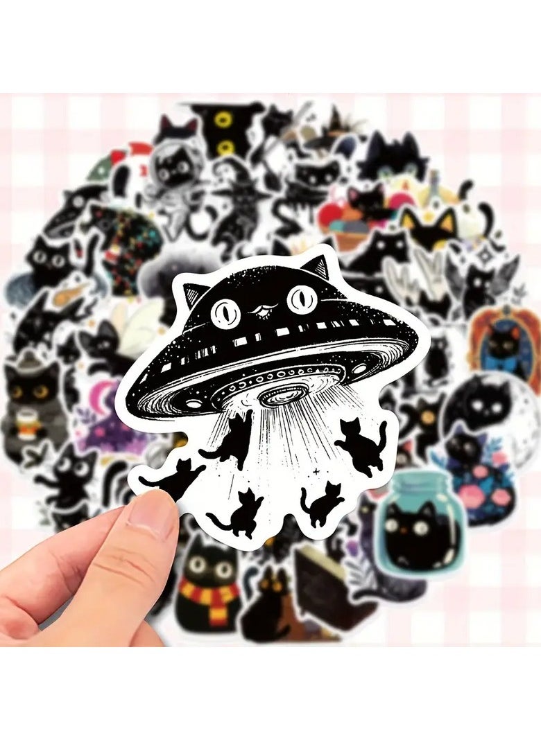 Goolsky 50pcs Black Cat DIY Waterproof Doodle Stickers Stickers Hand Account Decoration For Guitar Notebook Helmet Skateboard Luggage Phone Computer  - Image 3