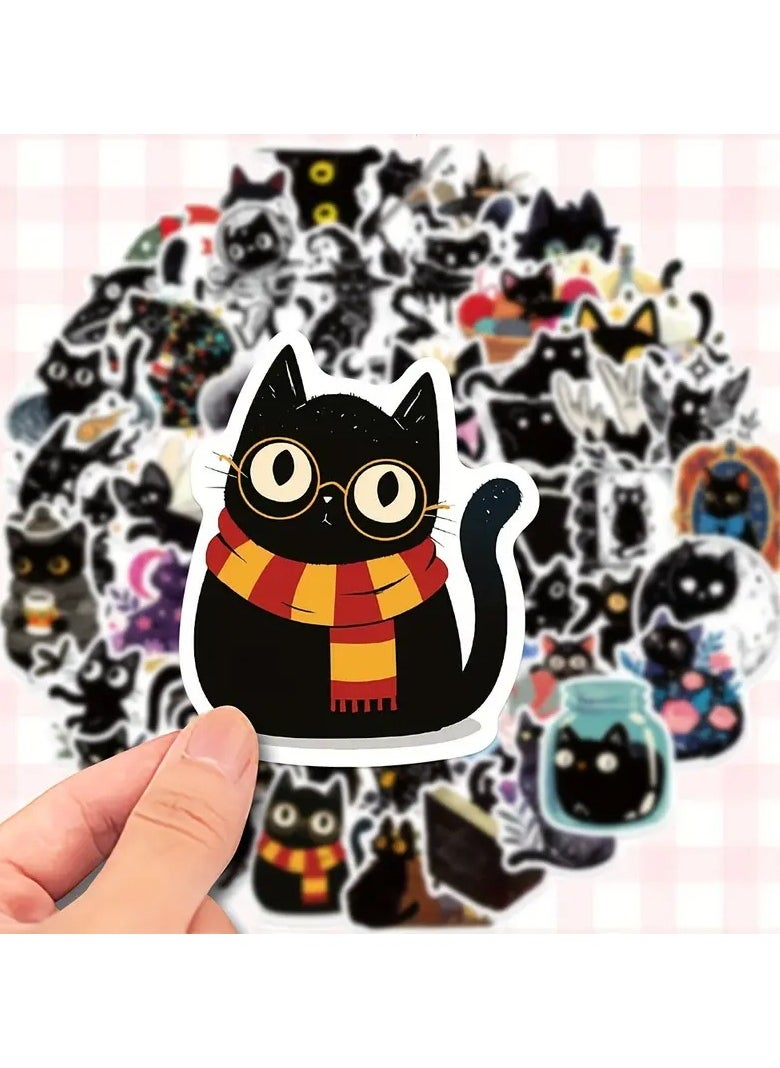 Goolsky 50pcs Black Cat DIY Waterproof Doodle Stickers Stickers Hand Account Decoration For Guitar Notebook Helmet Skateboard Luggage Phone Computer  - Image 4