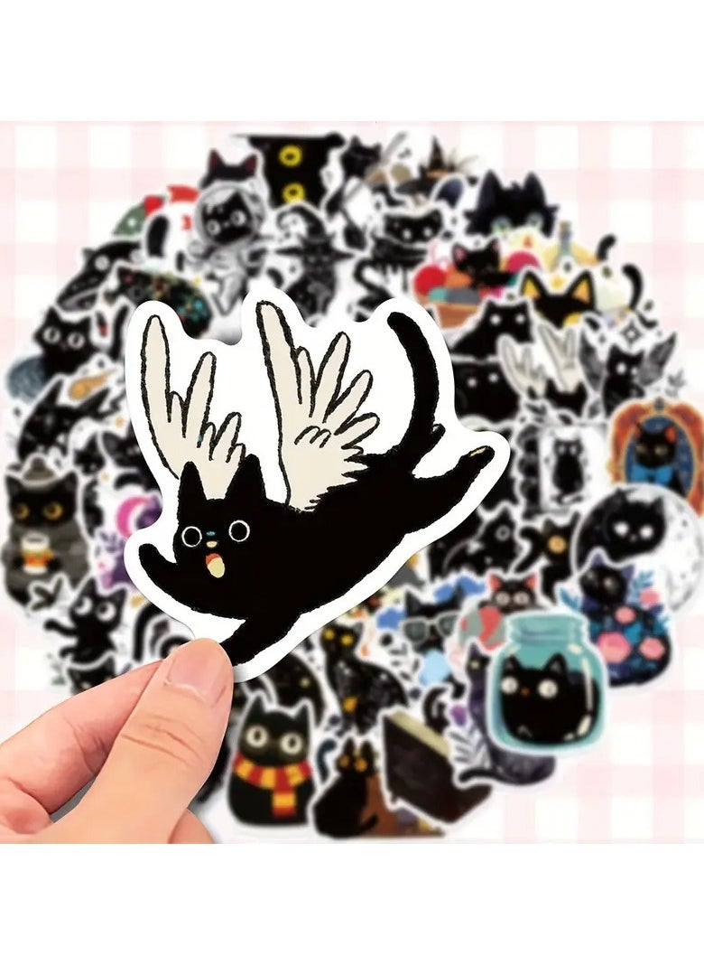 Goolsky 50pcs Black Cat DIY Waterproof Doodle Stickers Stickers Hand Account Decoration For Guitar Notebook Helmet Skateboard Luggage Phone Computer  - Image 5