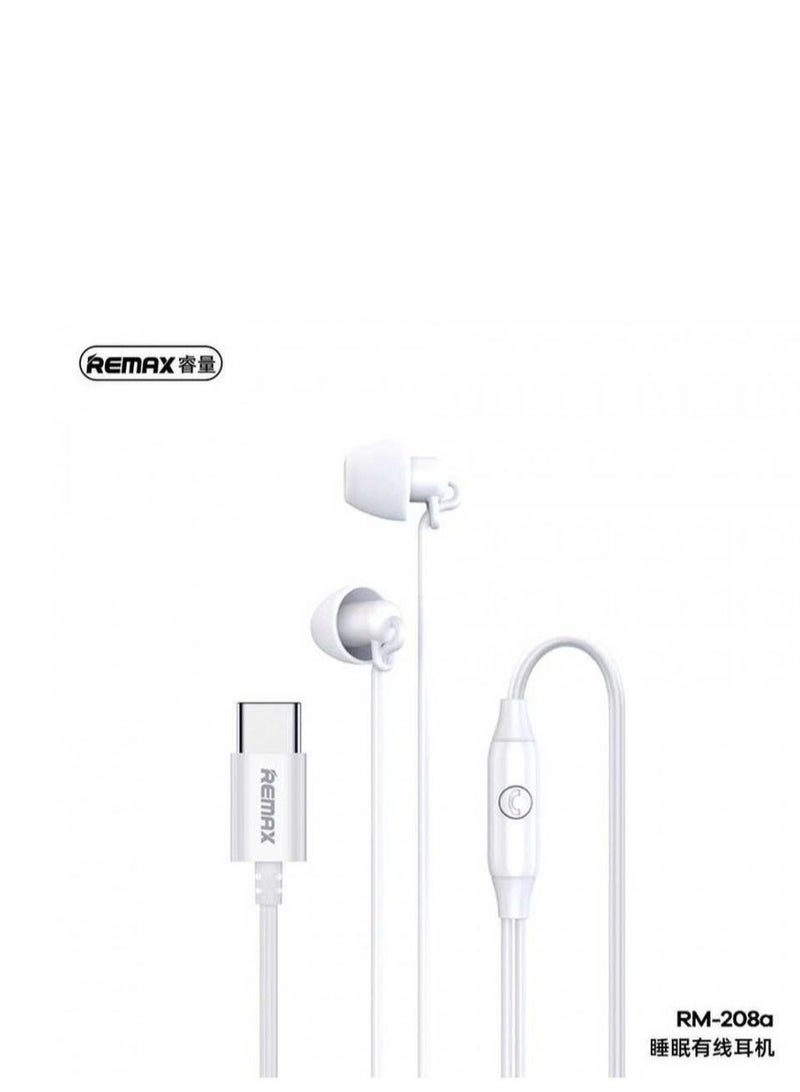 سماعة REMAX RM-208a WI RED SLEEP EARPHONES WHITE