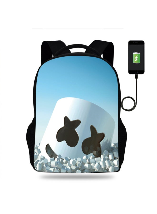 Direct Marshmello Cotton Candy Surrounding Middle School Students Children's Shoulder Printed Computer Backpack-Color:HDY Marshmallow Figure 02  - Image 4