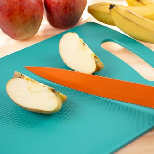 HomeWiz Plastic Cutting Chopping Board with Handle for Vegetable, Fruits, Cheese, Premium-Grade Plastic, 100% Food Safe, BPA-Free, Dishwasher Safe, Microwave Safe, Anti Bacterial Teal Green Rectangle - Image 3