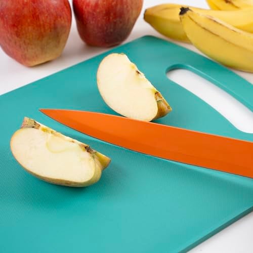 HomeWiz Plastic Cutting Chopping Board with Handle for Vegetable, Fruits, Cheese, Premium-Grade Plastic, 100% Food Safe, BPA-Free, Dishwasher Safe, Microwave Safe, Anti Bacterial Teal Green Rectangle - Image 1