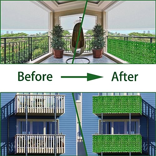 ODTORY Artificial Ivy Fence Privacy Screen,60 x 120 Inch UV-Anti Artificial Fake Ivy Hedge,Light Green Artificial Hedge Backyard Decor for Indoor, Outdoor,Garden,Fence,Balcony and Many Other Scenarios - Image 4