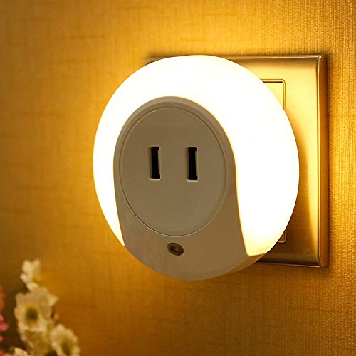 HOME CUBE Smart Control Sensor Led Night Light Bedroom Lamp With Dual Usb Phone Charging Switch Socket (Warm White, Pack Of 1,Plastic) - Image 3