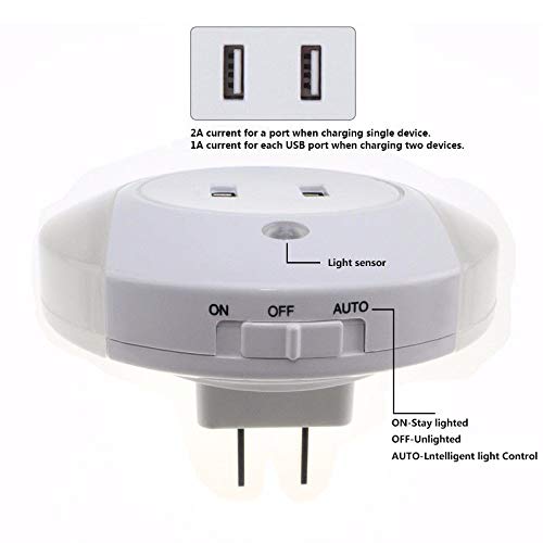 HOME CUBE Smart Control Sensor Led Night Light Bedroom Lamp With Dual Usb Phone Charging Switch Socket (Warm White, Pack Of 1,Plastic) - Image 5