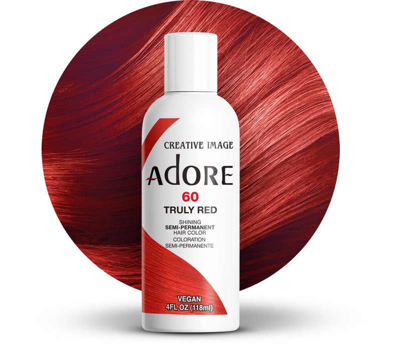 Adore Semi Permanent Hair Color (060 Truly Red) | Vegan & Cruelty-Free Red Hair Dye | No Ammonia, No Peroxide, No Alcohol | 4 Fl Oz (Pack of 1) - Image 1