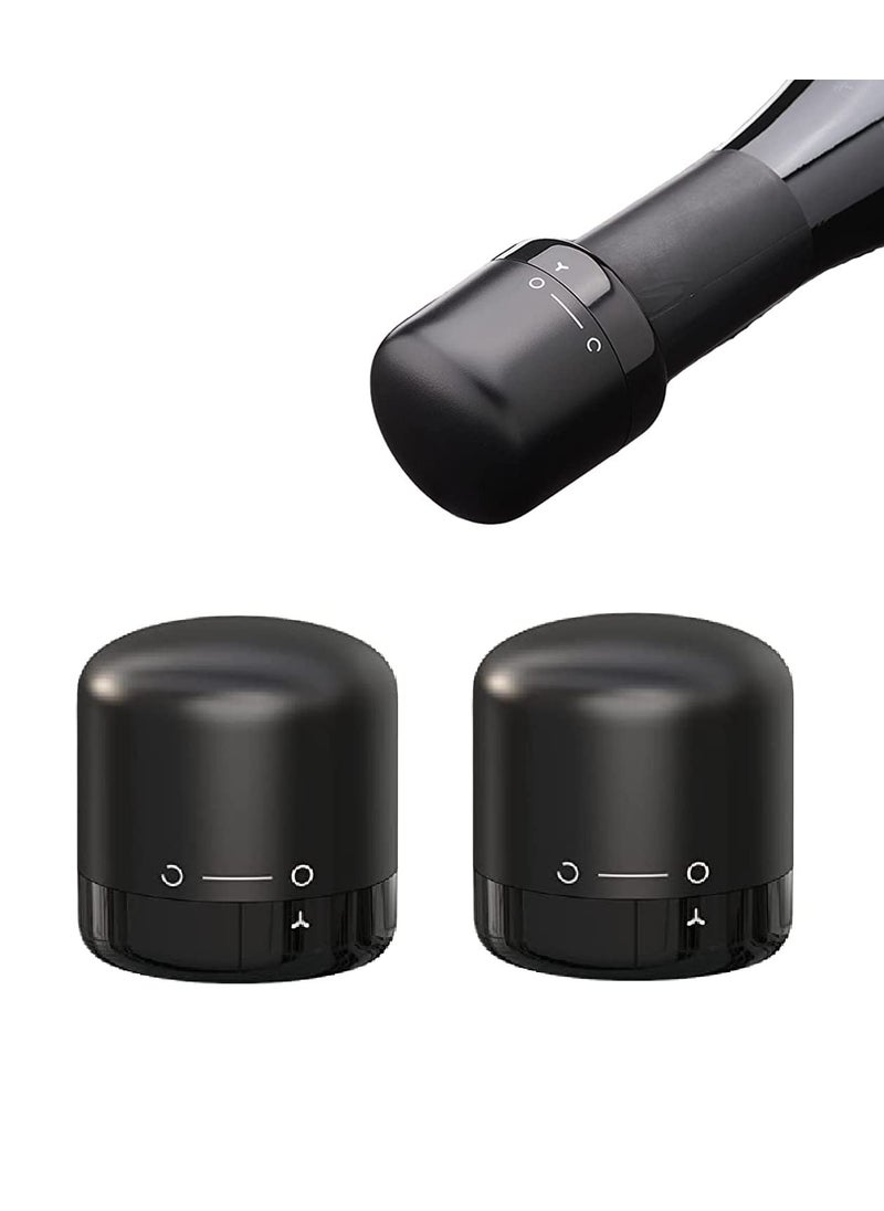 TOMATUS TOMATUS Leakproof Wine Bottle Stopper with Rotating Lock Sealed Wine Saver Preserver Corks Pack of 2 Black  - Image 1