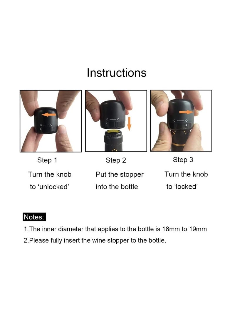 TOMATUS TOMATUS Leakproof Wine Bottle Stopper with Rotating Lock Sealed Wine Saver Preserver Corks Pack of 2 Black  - Image 4