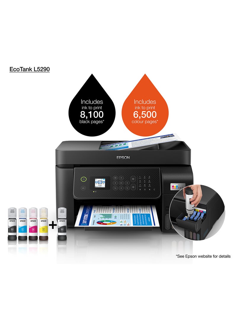 EPSON Ecotank L5290 Office Ink Tank Printer A4 Colour 4-In-1 Printer With ADF, Wi-Fi And Smart Panel Connectivity And Lcd Screen Black - Image 5