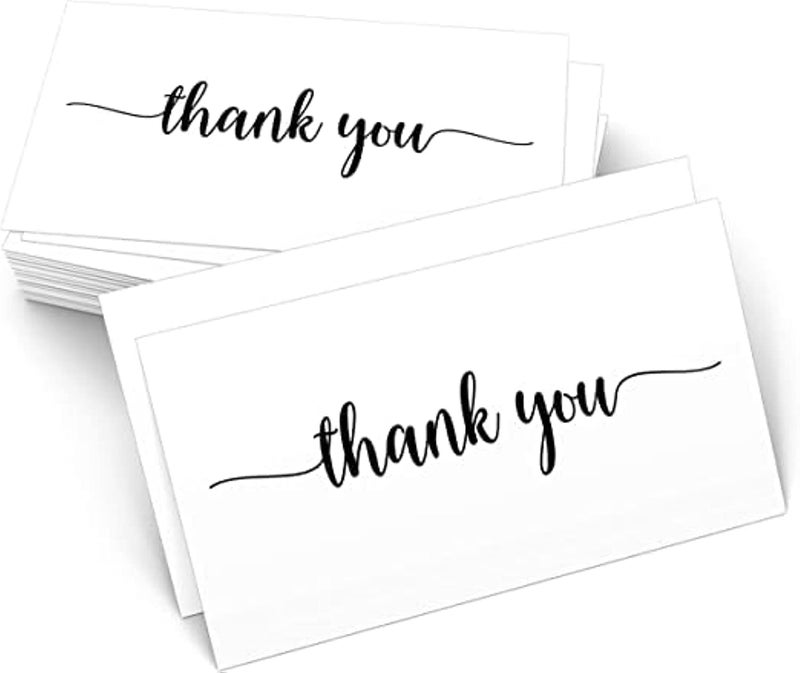 Thank You Notecards Small (Set of 24) Business Card Size 3.5" x 2" - For Gifts, Parties, Weddings, and Any Occasion