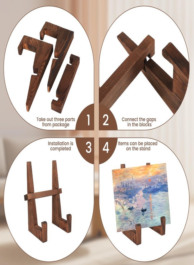 DEBETOOL Wooden Plate Stand - 8.8inch Wood Plate Holder Stand for Display, Rustic Wooden Picture Frame Holder Stand, Decorative Table Top Easels for Display - Image 3