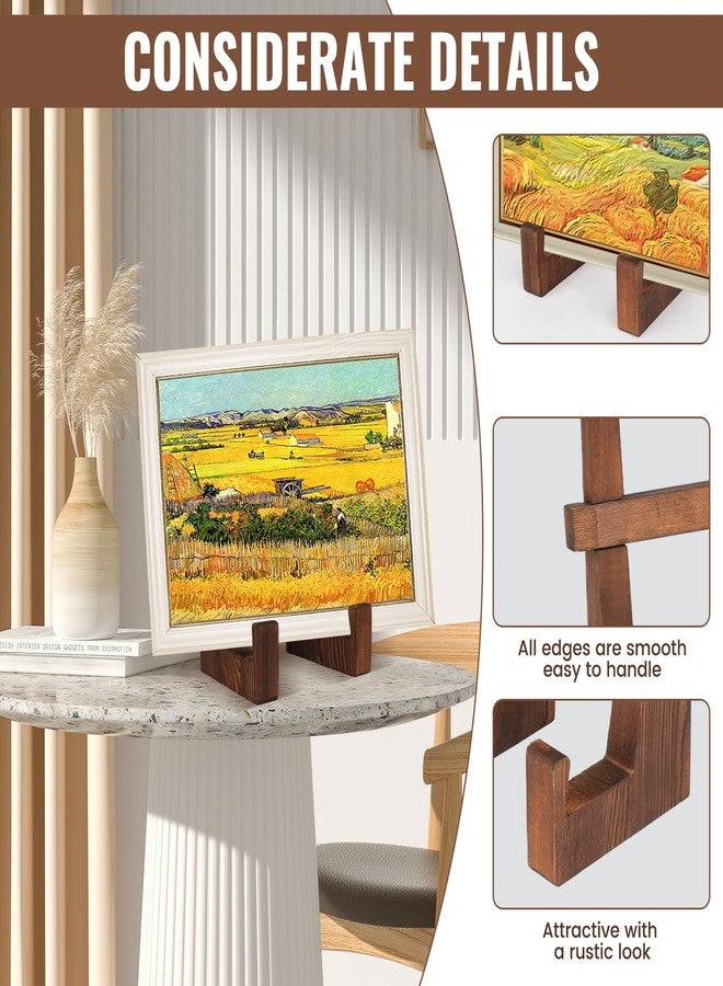 DEBETOOL Wooden Plate Stand - 8.8inch Wood Plate Holder Stand for Display, Rustic Wooden Picture Frame Holder Stand, Decorative Table Top Easels for Display - Image 5
