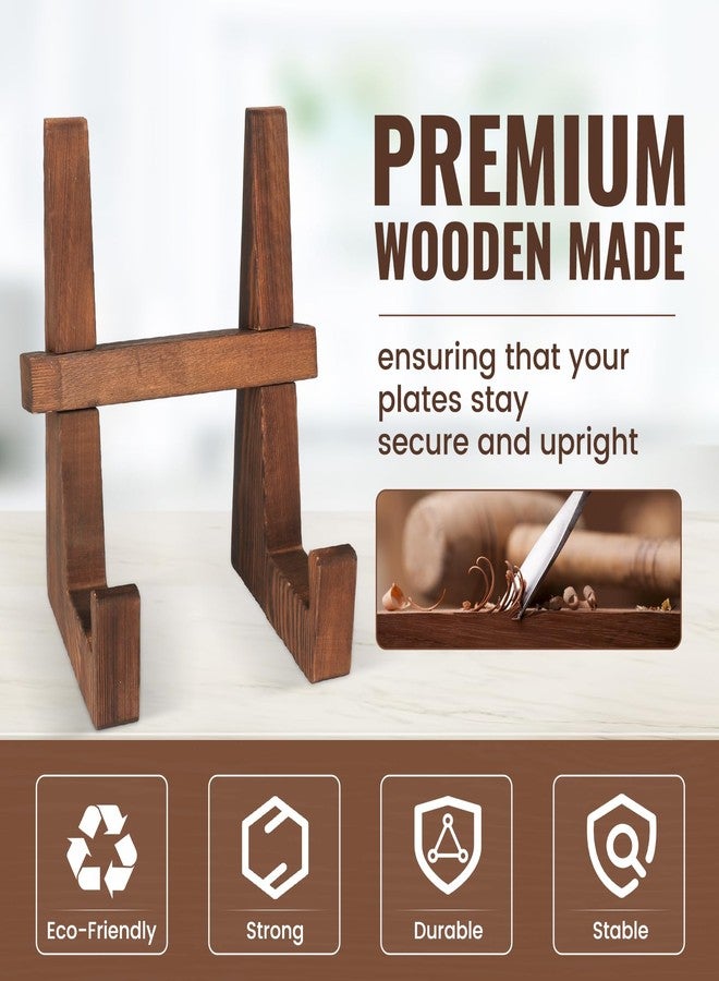 DEBETOOL Wooden Plate Stand - 8.8inch Wood Plate Holder Stand for Display, Rustic Wooden Picture Frame Holder Stand, Decorative Table Top Easels for Display - Image 4