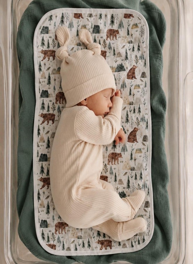 Miaoberry Organic Muslin Portable Changing Pad Liner – Waterproof Reusable Baby Diaper Changing Pad Cover for Travel, Forest Woodland Bear, 3 Pack - Image 4