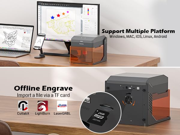 SainSmart Genmitsu Kiosk 10W 10000mW Laser Engraver, Light Weight & Portable Laser Engraver Machine, Home Laser Cutter with Acrylic Enclosure for DIY Wood/Leather/Metal, 3.9'' x 3.9'' Engraving Area, Laser Safety Class 1 - Image 5