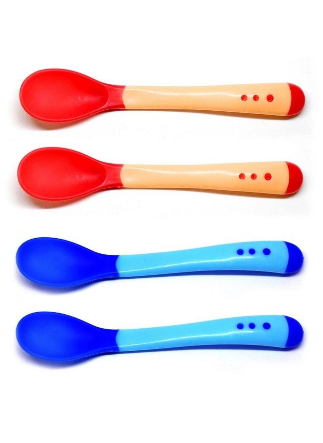 The Little Lookers Silicone Tip Heat Sensitive Silicone Spoons ; Temperature Sensing Spoons ; Spoon Set (Pink & Blue Pack Of 4)  - Image 1