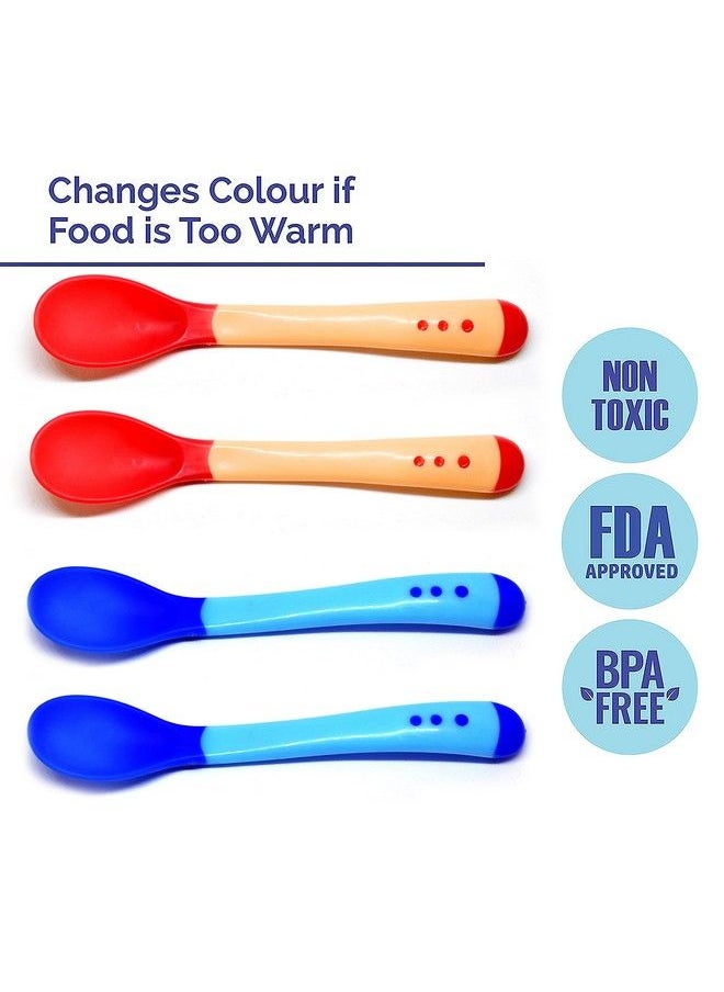 The Little Lookers Silicone Tip Heat Sensitive Silicone Spoons ; Temperature Sensing Spoons ; Spoon Set (Pink & Blue Pack Of 4)  - Image 3