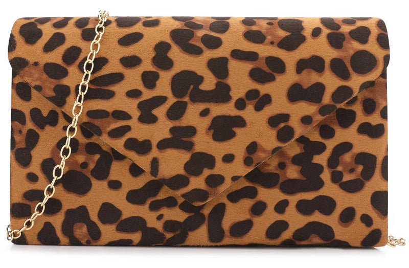 BBjinronjy Clutch Purse Evening Bag for Women Evening Wedding Party Velvet Suede Pleated Handbag (Leopard) - Image 1