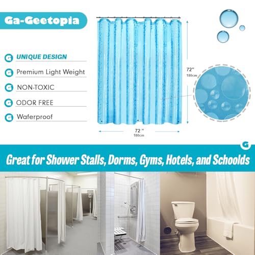 Ga-Geetopia EVA Blue Thin Shower Curtain Liner, Pebble Pattern 72x72 Inch Lightweight Plastic Bathroom Shower Showroom Inner Curtain with Rustproof Metal Grommets and Weighted Magnets(No Hooks) - Image 4