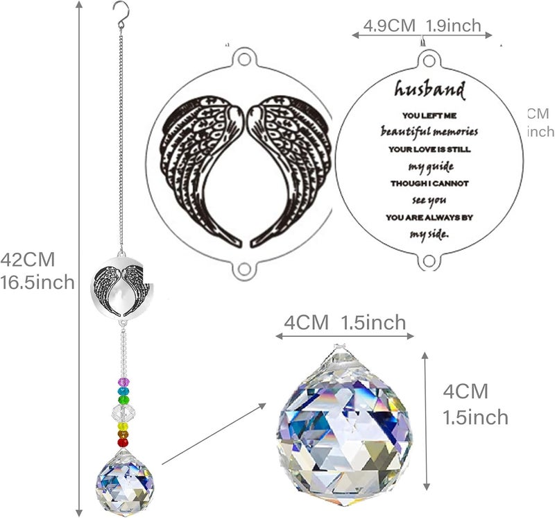 Persofine Memorial Gifts Crystal Suncatcher,Unique Sympathy Gifts for Loss of Loved One,Rainbow Maker Bereavement Gifts Box for Loss of Father Mom Dad Son Daughter Husband Brother Grandmother (Husband) - Image 2