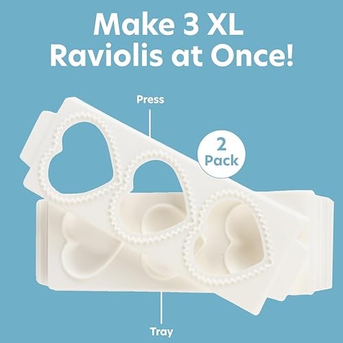 CucinaPro Jumbo Ravioli Molds (2 Pack)- XL 2.5" Round - Homemade Filled Pasta Maker - 2 Piece Tray & Press makes 3 Raviolis at a Time, Easy to Use & Clean- Add Fun to Your next Holiday Italian Pasta Night, Gift - Image 2