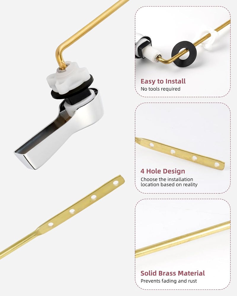 Hibbent Universal Front Mount Toilet Handle Replacement Kit with 2-inch Universal Toilet Flapper, Stainless Steel Flapper Chains, Chrome Finish Toilet Trip Lever and Red Toilet Flapper Replacement Kit - Image 5
